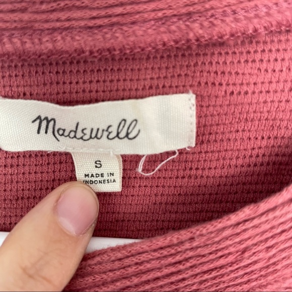Madewell • Sweater Ribbed Salmon Mauve Round Neckline Bell Balloon Sleeve Small - Picture 4 of 11